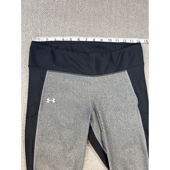 Under Armour Leggings Large Heat Gear Compression Full Length Black Gray - Picture 6 of 9